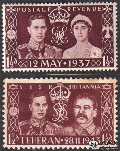1937年发行的英王乔治六世加冕纪念邮票